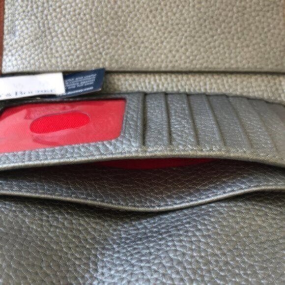 Dooney & Bourke Wallet Pebble Grain Continental Clutch Silver /Brown Trim - Picture 10 of 12